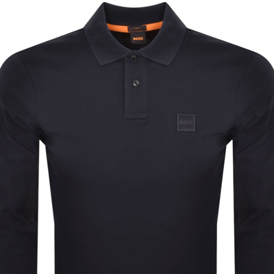 Shop Boss Casual Boss Passerby Long Sleeved Polo T Shirt Navy
