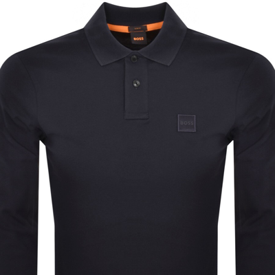 Boss Casual Boss Passerby Long Sleeved Polo T Shirt Navy In Navy