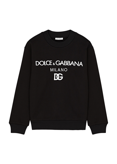 Shop Dolce & Gabbana Kids Logo Cotton Sweatshirt (8-13 Years) In Black
