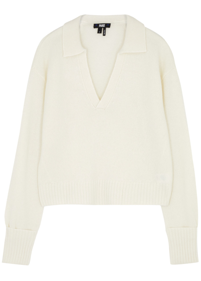 Shop Paige Maxie Cashmere Polo Jumper In Ivory