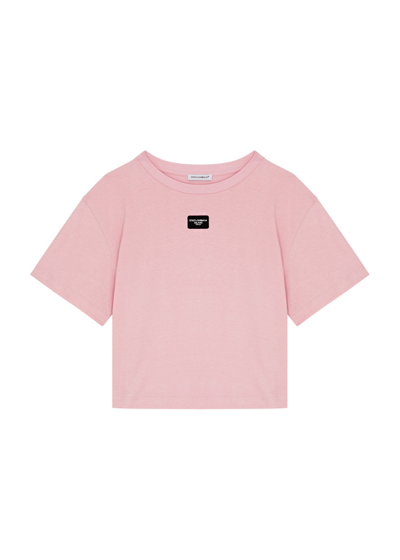 Shop Dolce & Gabbana Kids Logo Cotton T-shirt (2-6 Years) In Pink