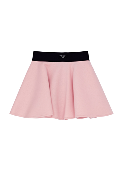 Shop Dolce & Gabbana Kids Logo Cotton Skirt (8-13 Years) In Pink