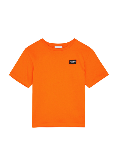 Shop Dolce & Gabbana Kids Logo Cotton T-shirt (2-6 Years) In Orange