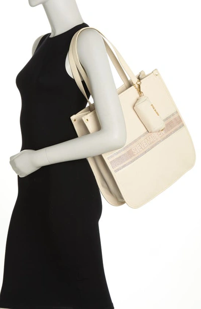 Shop Steve Madden City Canvas Tote With Removable Pouch In Natural