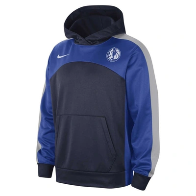 Shop Nike Navy/blue Dallas Mavericks Authentic Starting Five Force Performance Pullover Hoodie