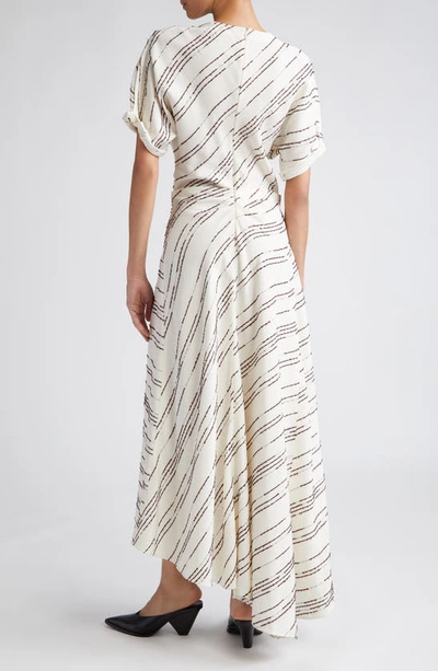 Shop Proenza Schouler Textured Stripe Asymmetric Midi Dress In White Multi
