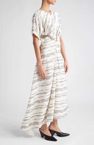 Shop Proenza Schouler Textured Stripe Asymmetric Midi Dress In White Multi