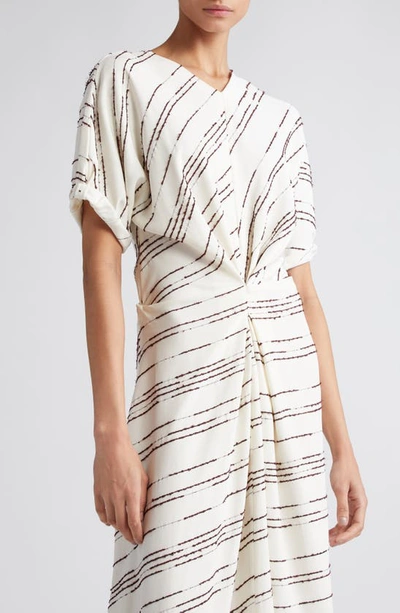 Shop Proenza Schouler Textured Stripe Asymmetric Midi Dress In White Multi