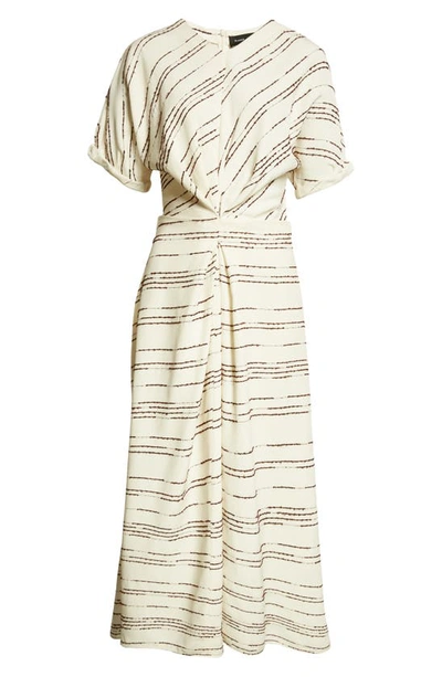 Shop Proenza Schouler Textured Stripe Asymmetric Midi Dress In White Multi