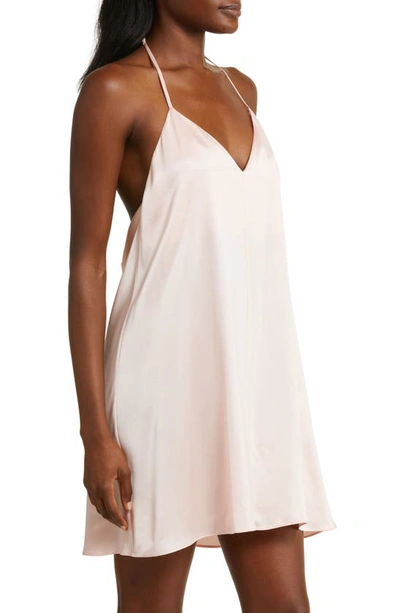 Shop Lunya Halter Washable Silk Nightgown In Frosted Rose