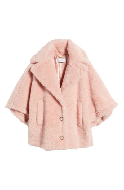 Shop Max Mara Aleggio Alpaca Blend Teddy Cape Jacket In 009 Pink