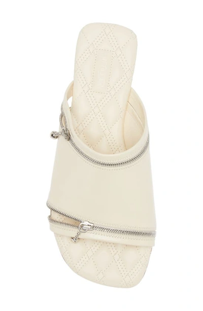 Shop Burberry Zip Detail Slide Sandal In Ivory