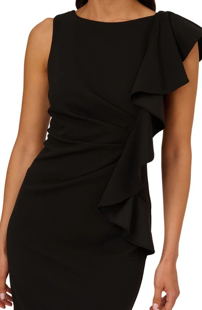 Shop Adrianna Papell Drape Ruffle Sleeveless Crepe Dress In Black