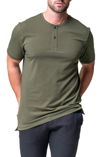 Shop Maceoo Egyptian Cotton Henley In Green