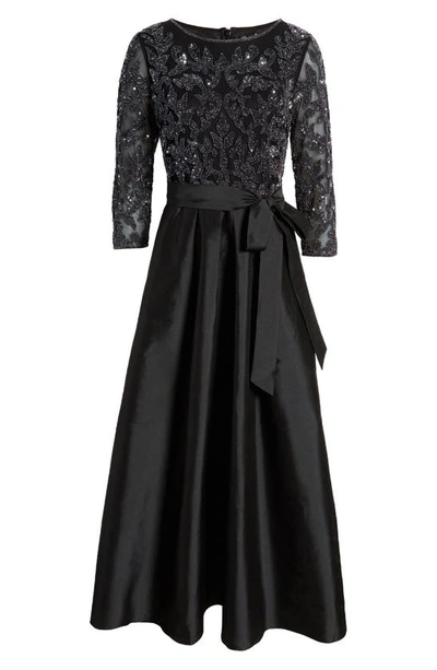 Shop Pisarro Nights Sequin Bodice Gown In Black/ Gunmetal