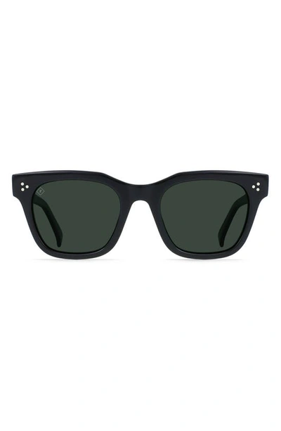 Shop Raen Huxton Polarized Square Sunglasses In Recycled Black/ Green Polar