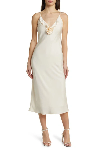 Shop Wayf Bailey Floral Satin Slipdress In Cream