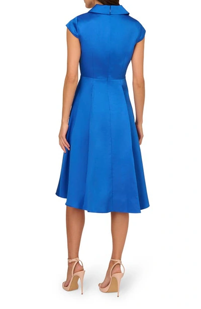 Shop Adrianna Papell Box Pleat High-low Mikado Dress In Ultra Blue