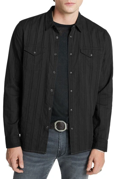 Shop John Varvatos Marshall Cotton Snap-up Western Shirt In Black