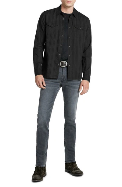 Shop John Varvatos Marshall Cotton Snap-up Western Shirt In Black