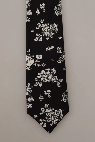 Shop Dolce & Gabbana Elegance In Bloom Silk Bow Men's Tie In Black
