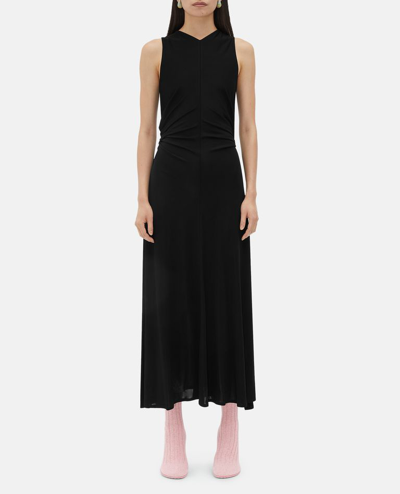 Bottega Veneta Long Dress In Viscose Jersey With Knot Ring In Black