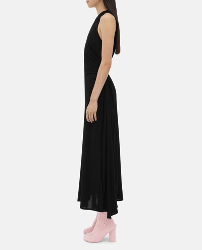 Bottega Veneta Long Dress In Viscose Jersey With Knot Ring In Black