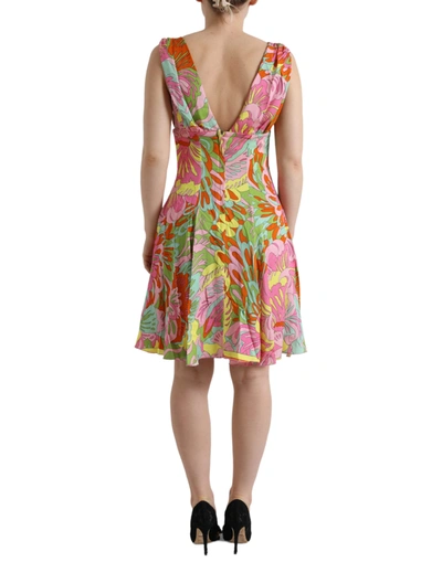 Shop Dolce & Gabbana Multicolor Floral Silk A-line Women's Dress