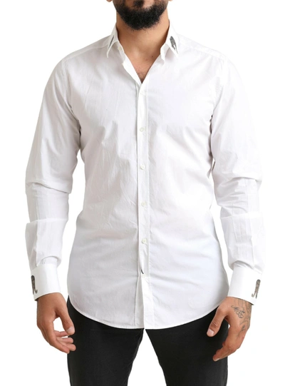 Shop Dolce & Gabbana Italian Elegance Slim Fit White Cotton Men's Shirt