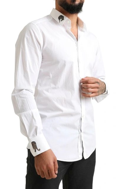 Shop Dolce & Gabbana Italian Elegance Slim Fit White Cotton Men's Shirt