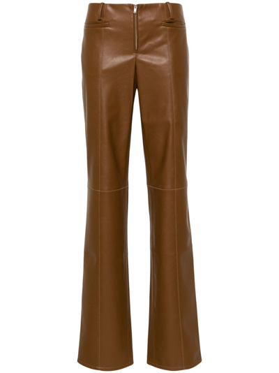 Shop Aya Muse Brown Cida Faux-leather Trousers