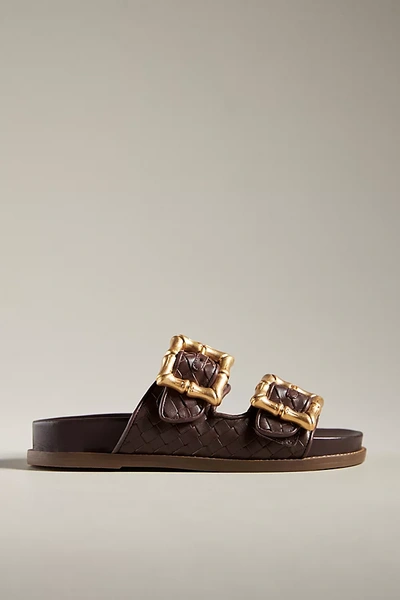 Shop Schutz Enola Woven Slide Sandals In Brown