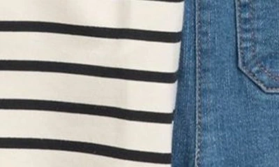 Shop Jessica Simpson Kids' Stripe Top & Flare Leg Jeans Set In Crystal Gray