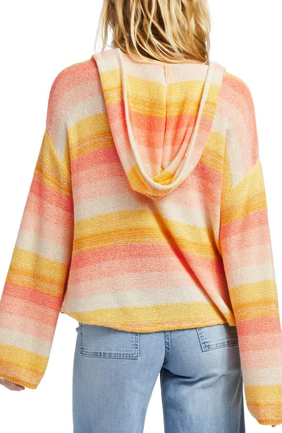 Shop Billabong Baja Beach Stripe Pullover Sweater Hoodie In Peach Pie