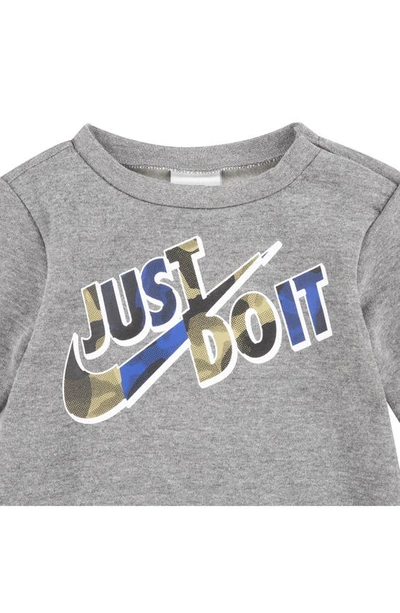 Nike Just Do It Camo Fleece Sweatshirt & Joggers Set In Carbon Heather