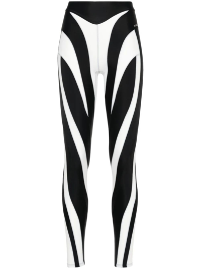 Shop Mugler Bi-color Spiral Leggings In Black