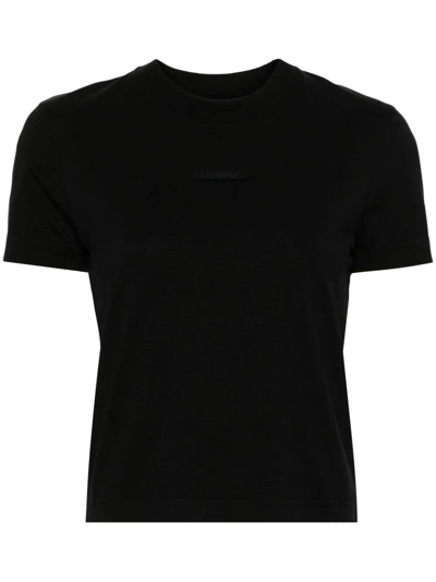 Shop Jacquemus Grosgrain Logo T-shirt In Black