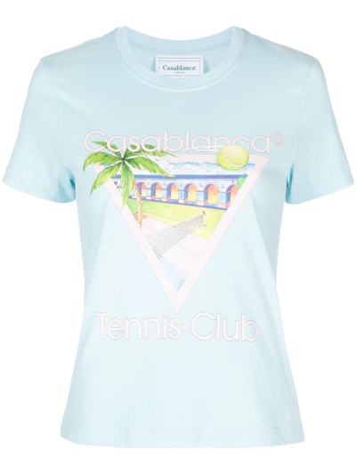 Shop Casablanca Tennis Club T-shirt In Blue