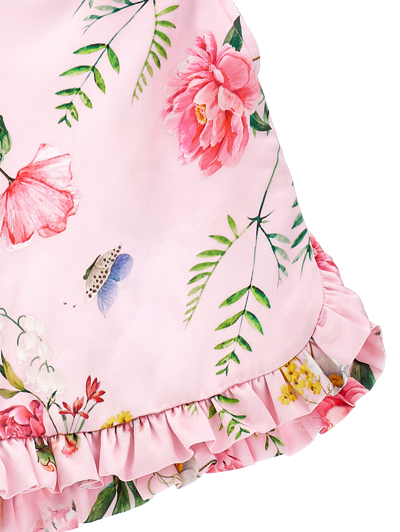 Shop Monnalisa Botanical Satin Shorts In Fairytale + Multicolor