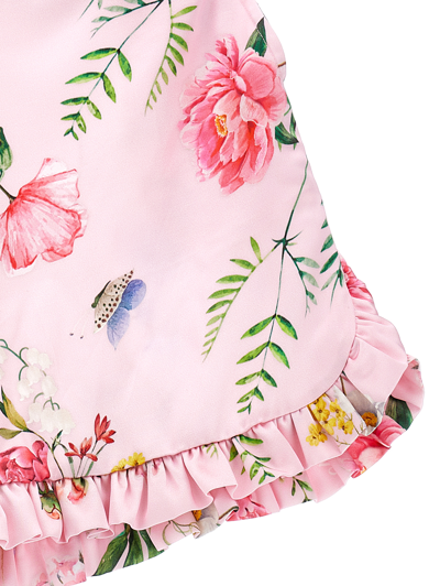 Monnalisa Botanical Satin Shorts In Fairytale + Multicolor