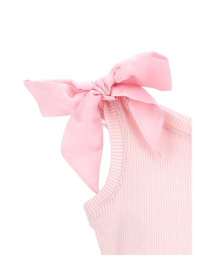 Monnalisa One Shoulder Viscose Tank Top In Rosa Fairy Tale