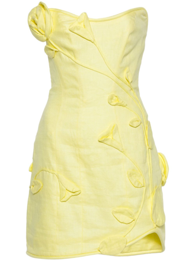 Shop Zimmermann Matchmaker Rose Mini Dress - Women's - Linen/flax/cotton In Yellow