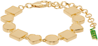 Shop Veert Gold 'the Shape' Bracelet In Yellow Gold/brown