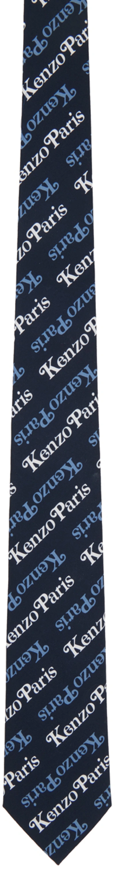 Shop Kenzo Navy  Paris Gram Tie In Midnight Blue