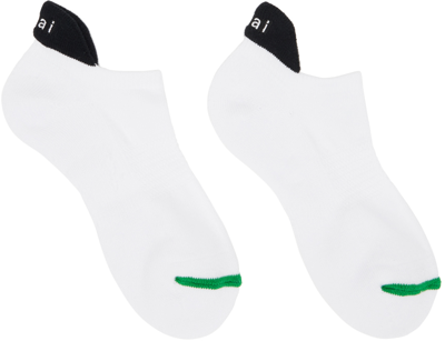 Shop Sacai White Footies Socks In 151 Off White