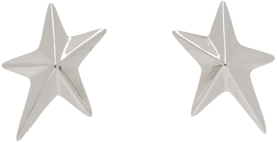 Shop Mugler Silver Mini Star Earrings In Palladium