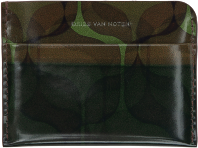 Shop Dries Van Noten Khaki Embossed Card Holder In 103 Beige