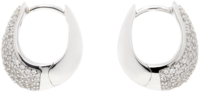Shop Tom Wood Silver Ice Hoop Small Pave Earrings In 925 Sterling Silver