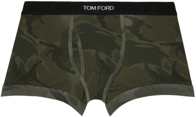 Shop Tom Ford Khaki Camo Boxer Briefs In 309 Mineral Green