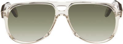 Shop Cutler And Gross Beige 9782 Square Sunglasses In Sand Crystal